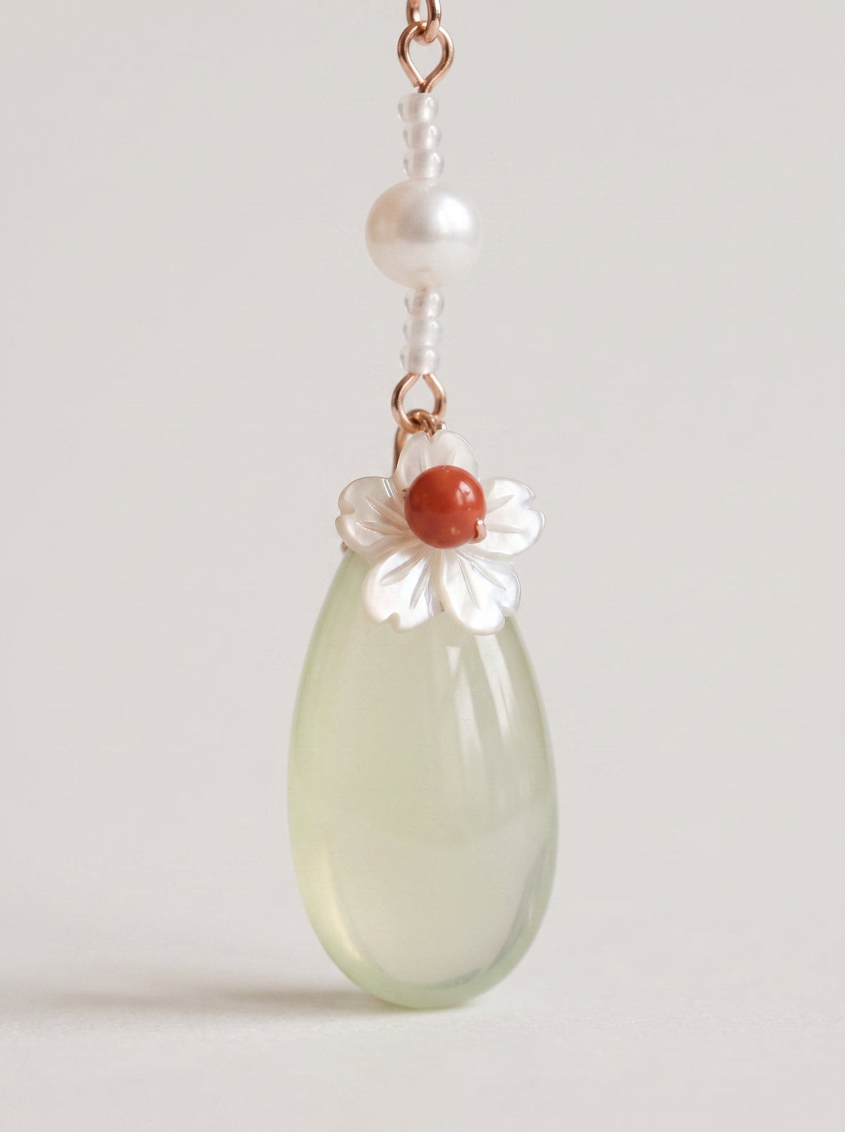 Green Agate & Freshwater Pearl Drop Earrings