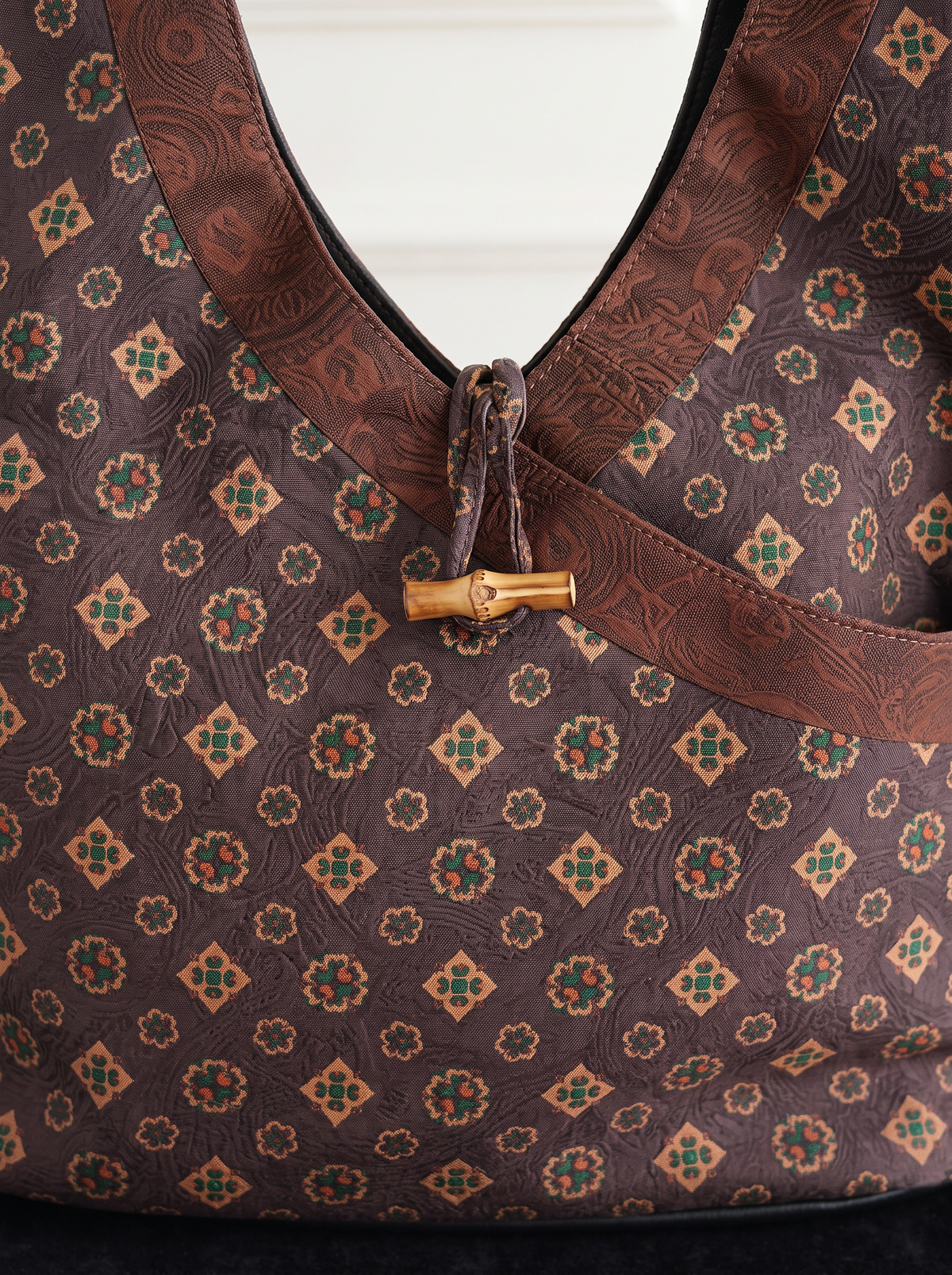 Gambiered Silk Underarm Bag — Tang Monogram