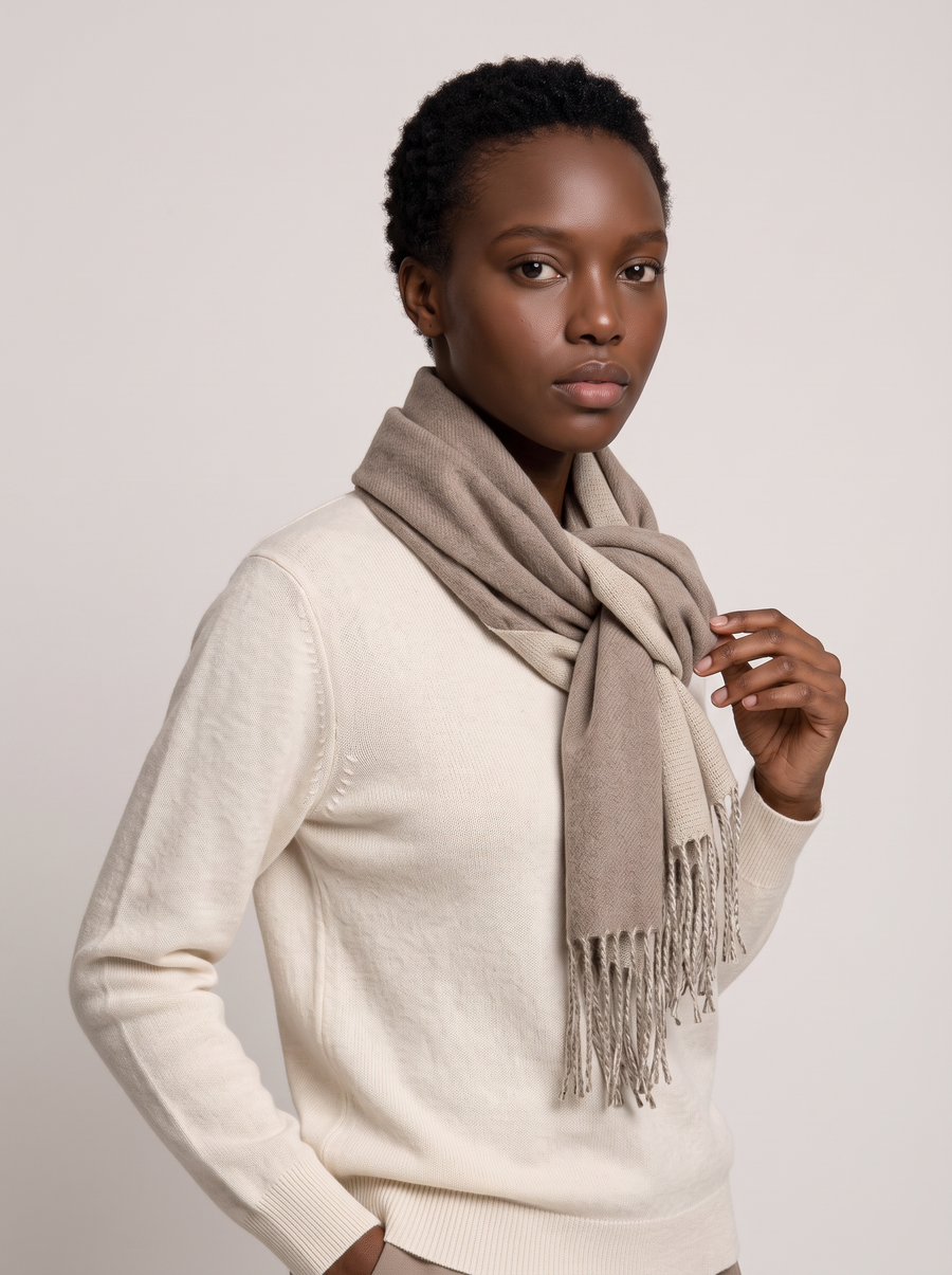 Double-Faced Solid Scarf | Cashmere-Feel Long Fringe Wrap