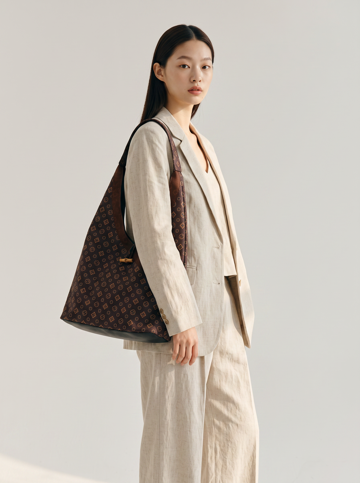 Gambiered Silk Underarm Bag — Tang Monogram