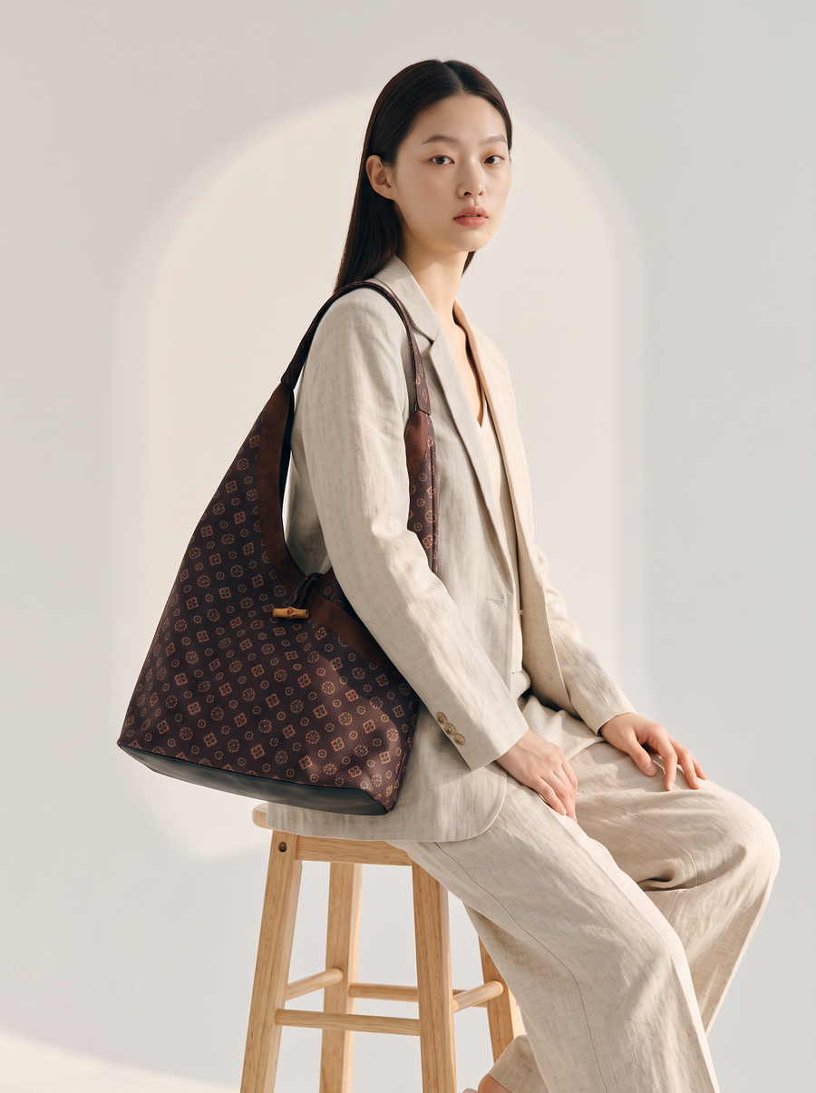 Gambiered Silk Underarm Bag — Tang Monogram