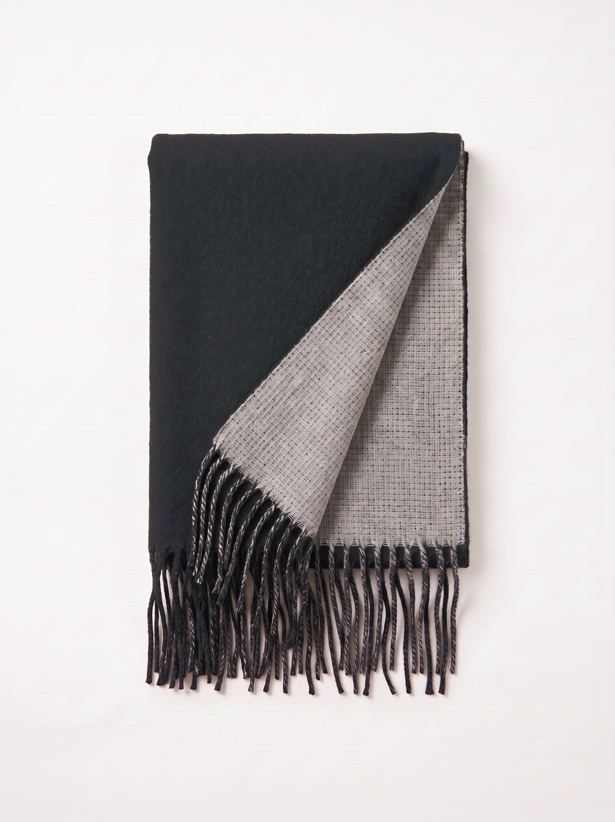 Double-Faced Solid Scarf | Cashmere-Feel Long Fringe Wrap