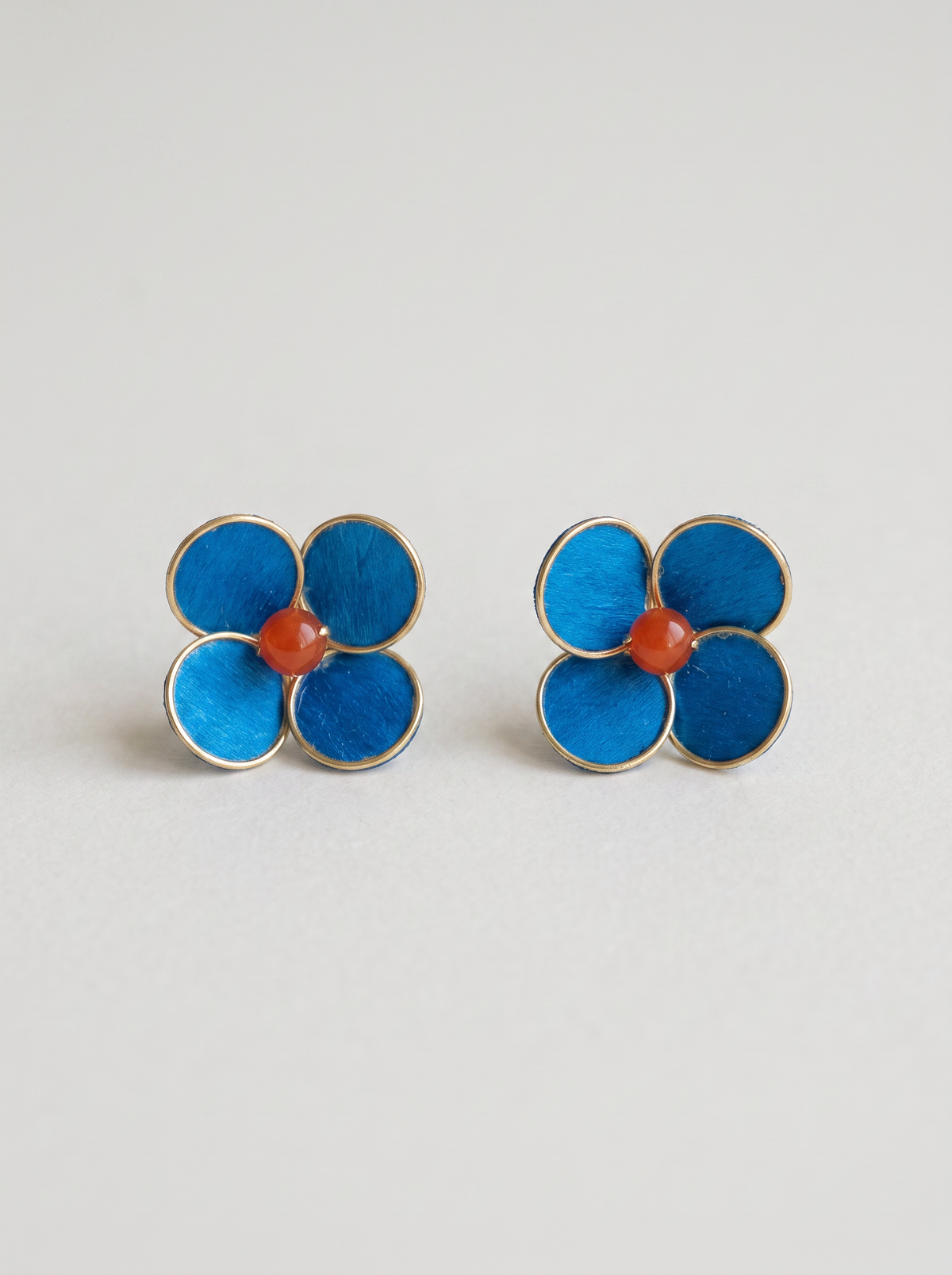Silk Velvet Flower Stud Earrings — Handmade Ronghua Blossom
