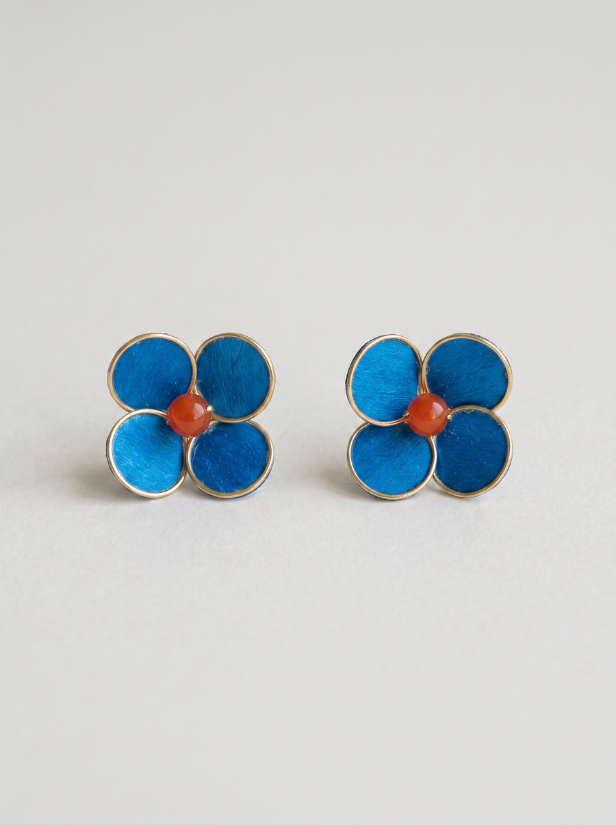 Silk Velvet Flower Stud Earrings — Handmade Ronghua Blossom