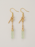 Grape Agate Bamboo-Joint Tassel Earrings — Green