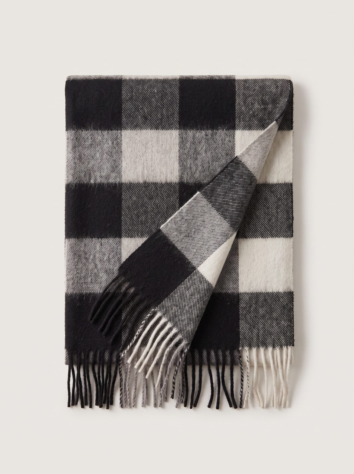 100% Wool Windowpane Check Scarf
