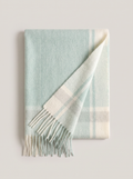 100% Wool Soft Green Check Scarf