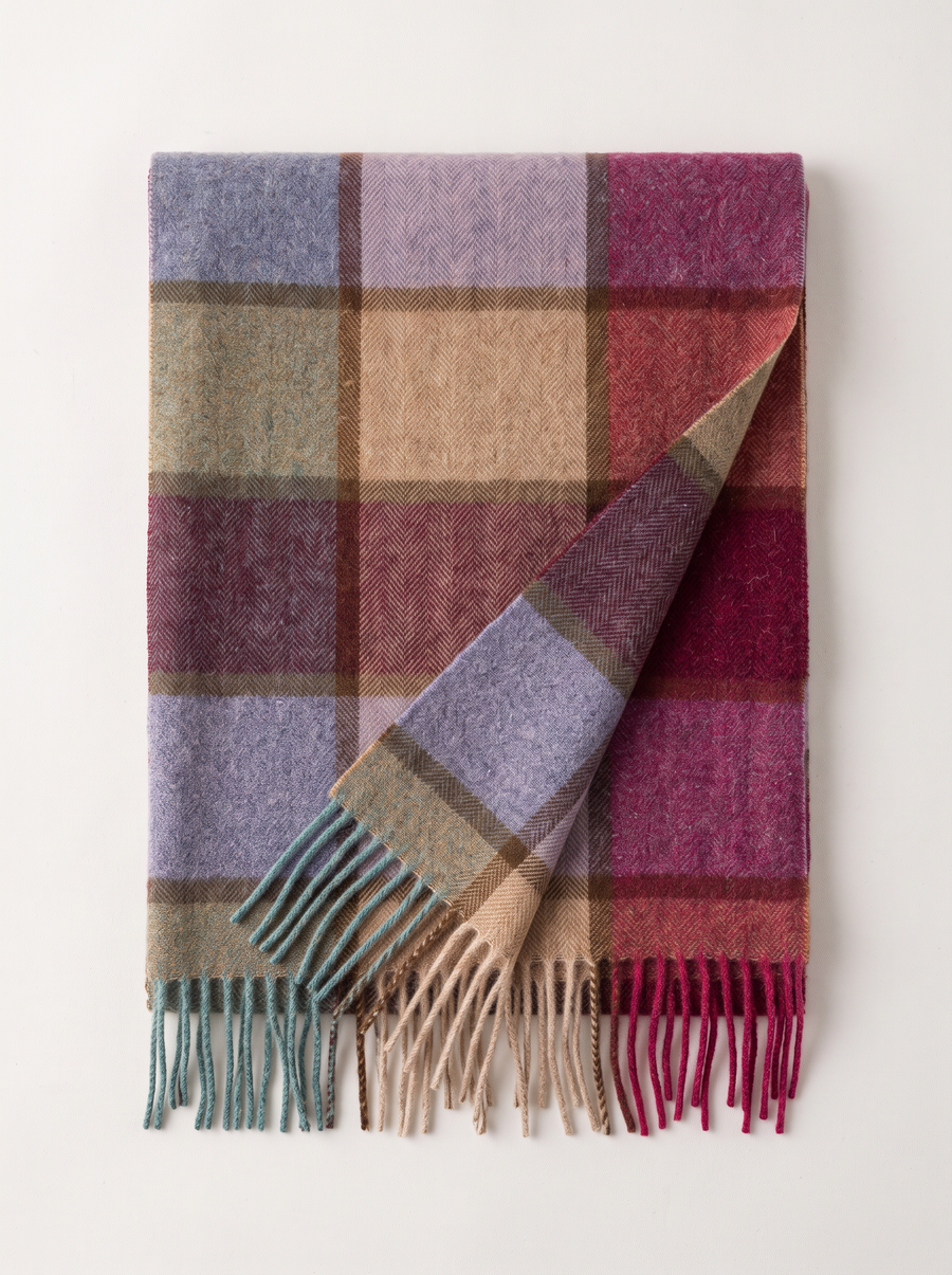 100% Wool Oversized Plaid Scarf