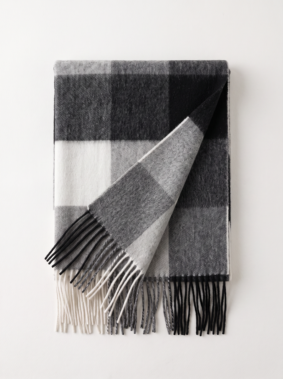 100% Wool Checkerboard Scarf