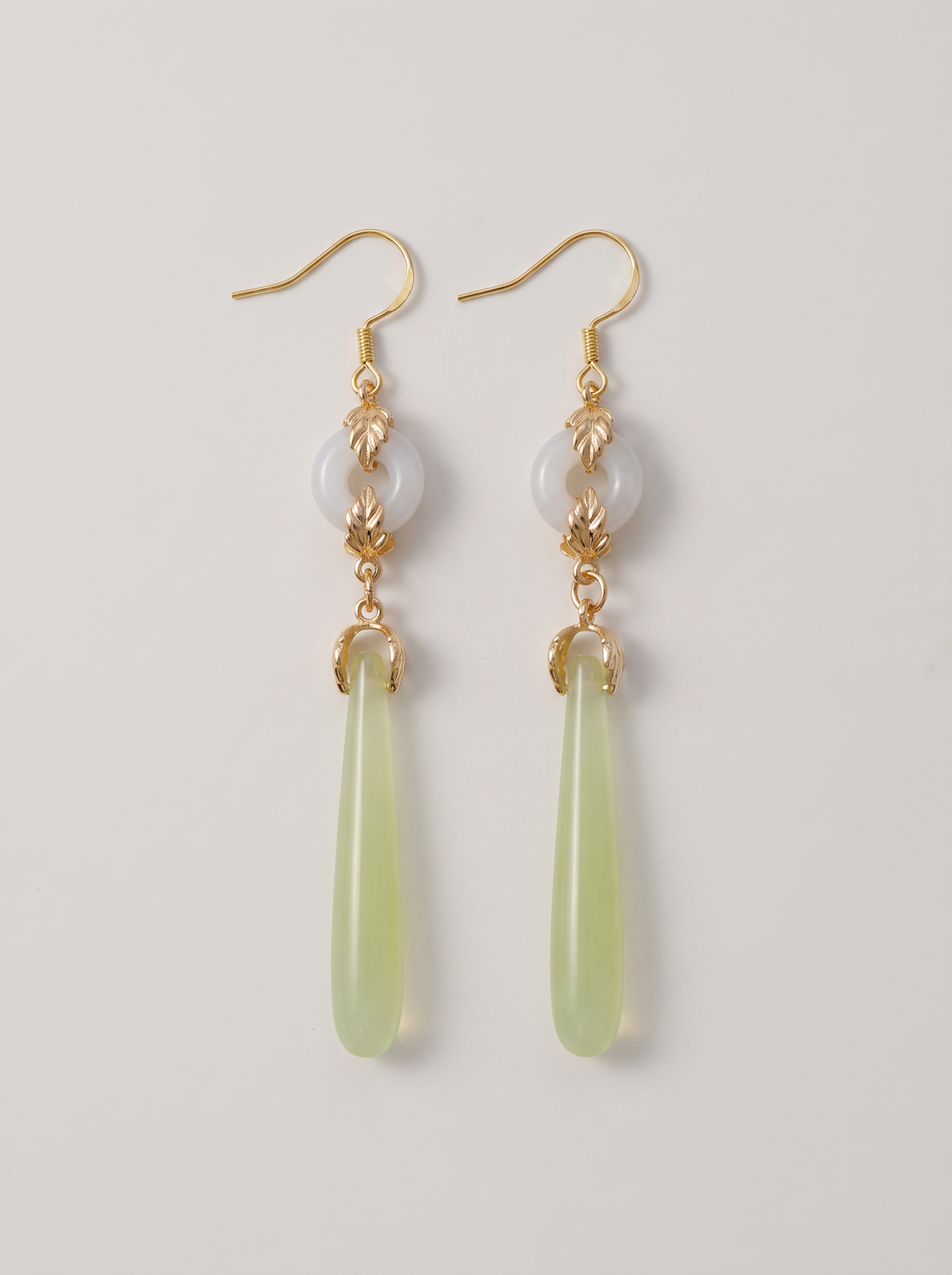 Green Agate & Jade Water-Drop Earrings