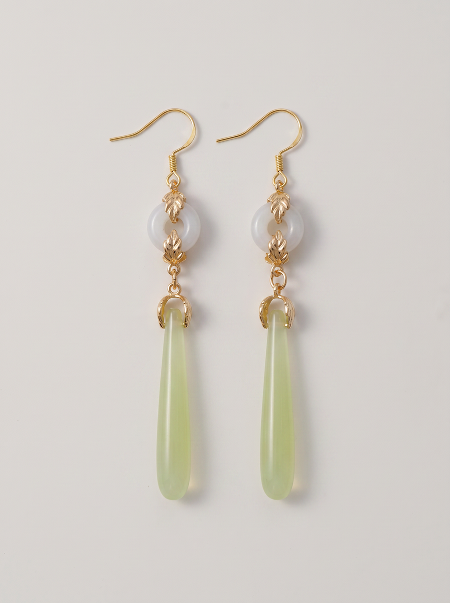 Green Agate & Jade Water-Drop Earrings