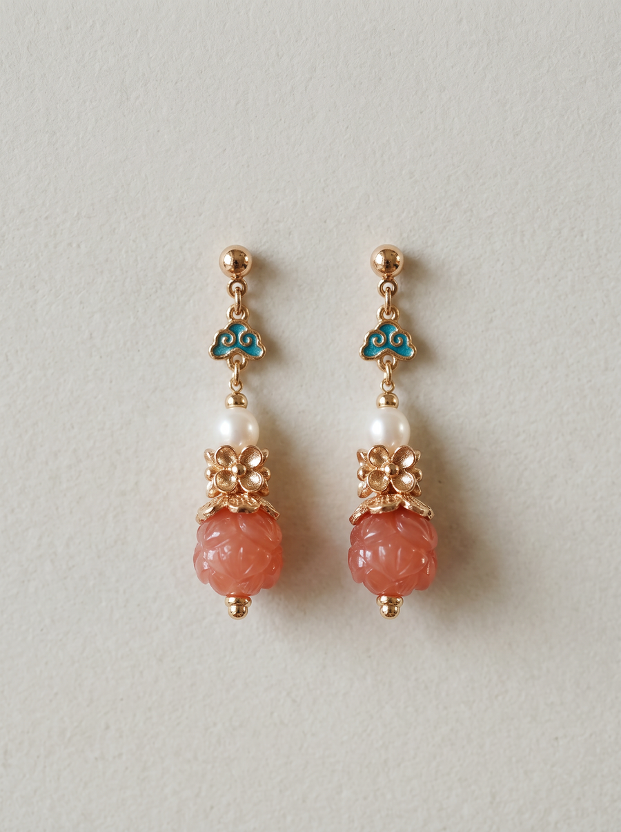 Rose Pink Gemstone Drop Earrings