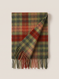 100% Wool Olive Red Check Scarf