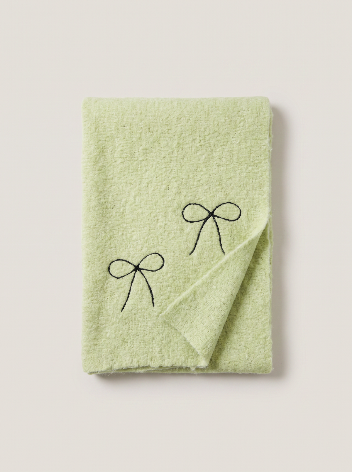 Bow-Embroidered Knit Scarf