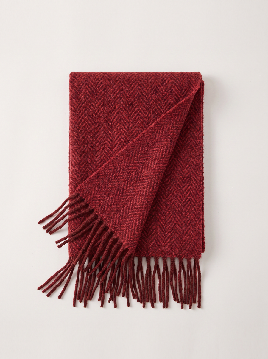 Herringbone Jacquard Wool-Blend Scarf | Extra-Long Wrap