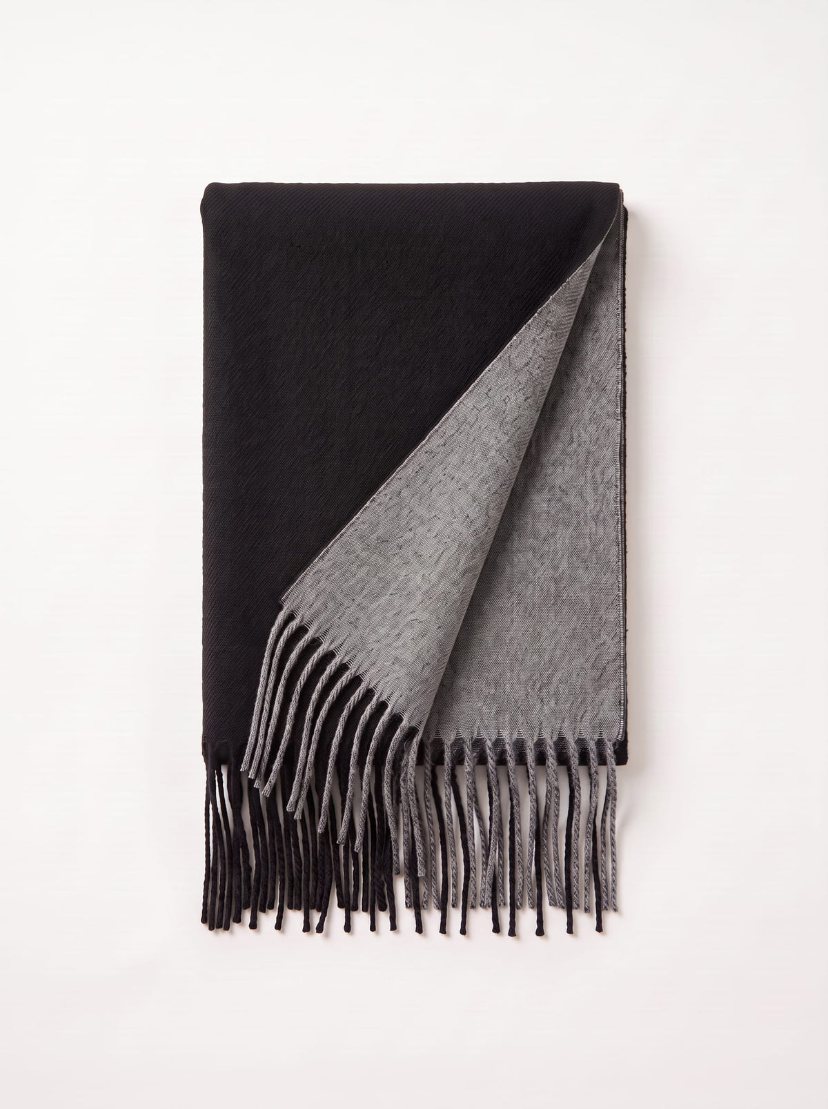 Double-Faced Solid Scarf | Cashmere-Feel Long Fringe Wrap