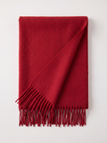 Soft Brushed Wool-Blend Fringe Scarf | Solid Winter Wrap