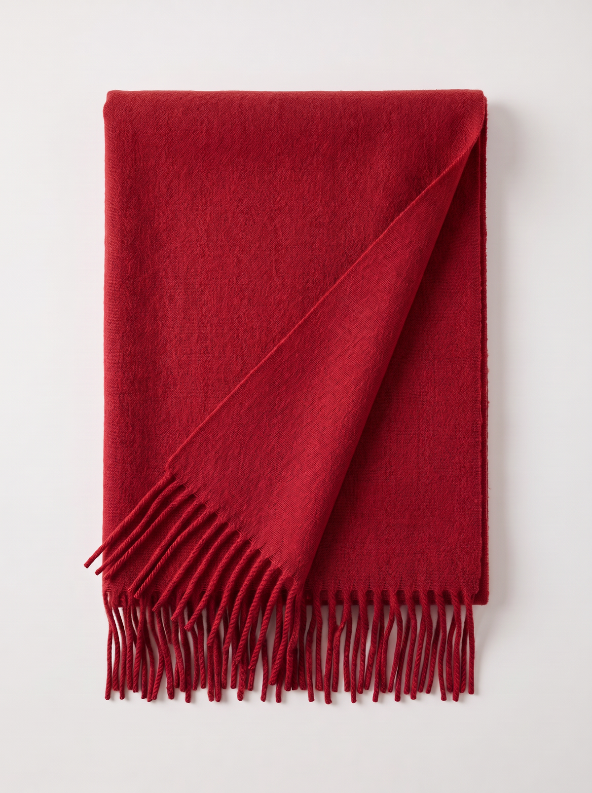 Soft Brushed Wool-Blend Fringe Scarf | Solid Winter Wrap