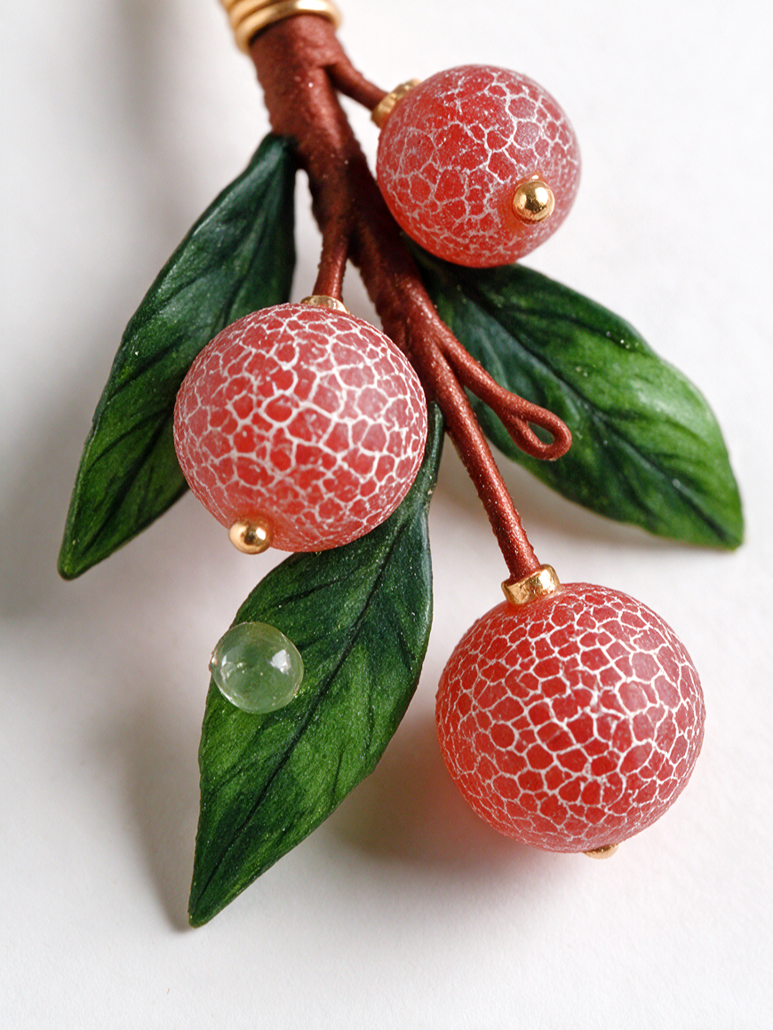 Silk Velvet Lychee-Branch Earrings — Bubble Agate