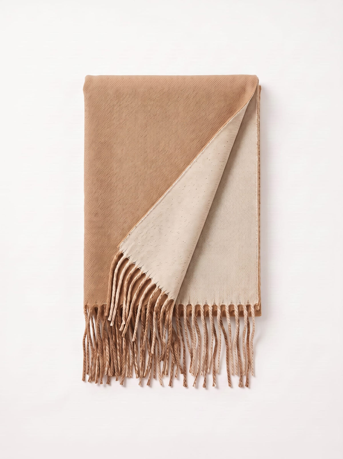 Double-Faced Solid Scarf | Cashmere-Feel Long Fringe Wrap
