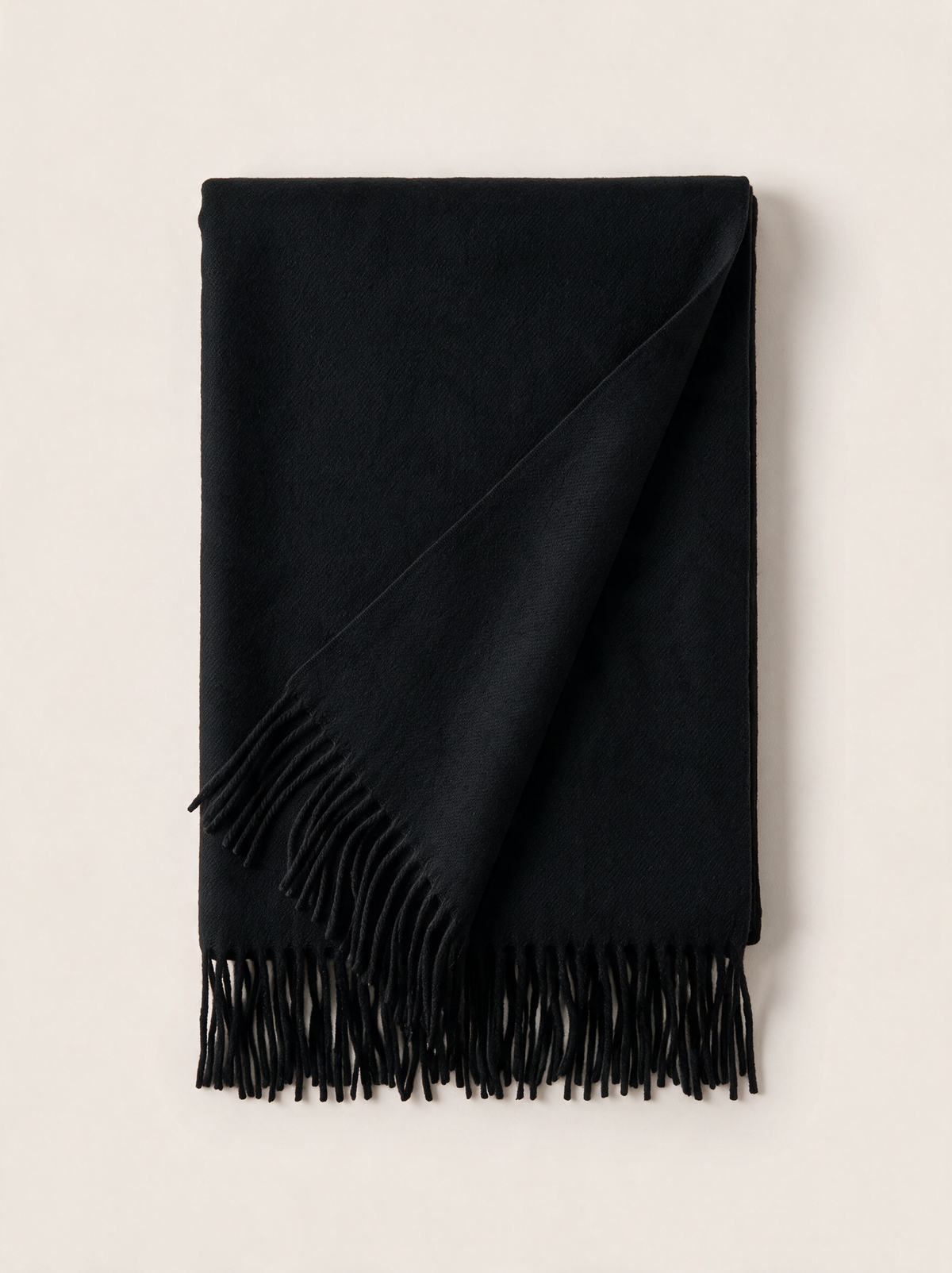 Wool-Blend Oversized Fringed Wrap — Brushed Winter Shawl