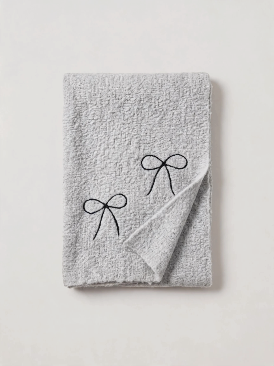 Bow-Embroidered Knit Scarf