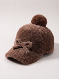 Faux Mink Bow Knit Cap