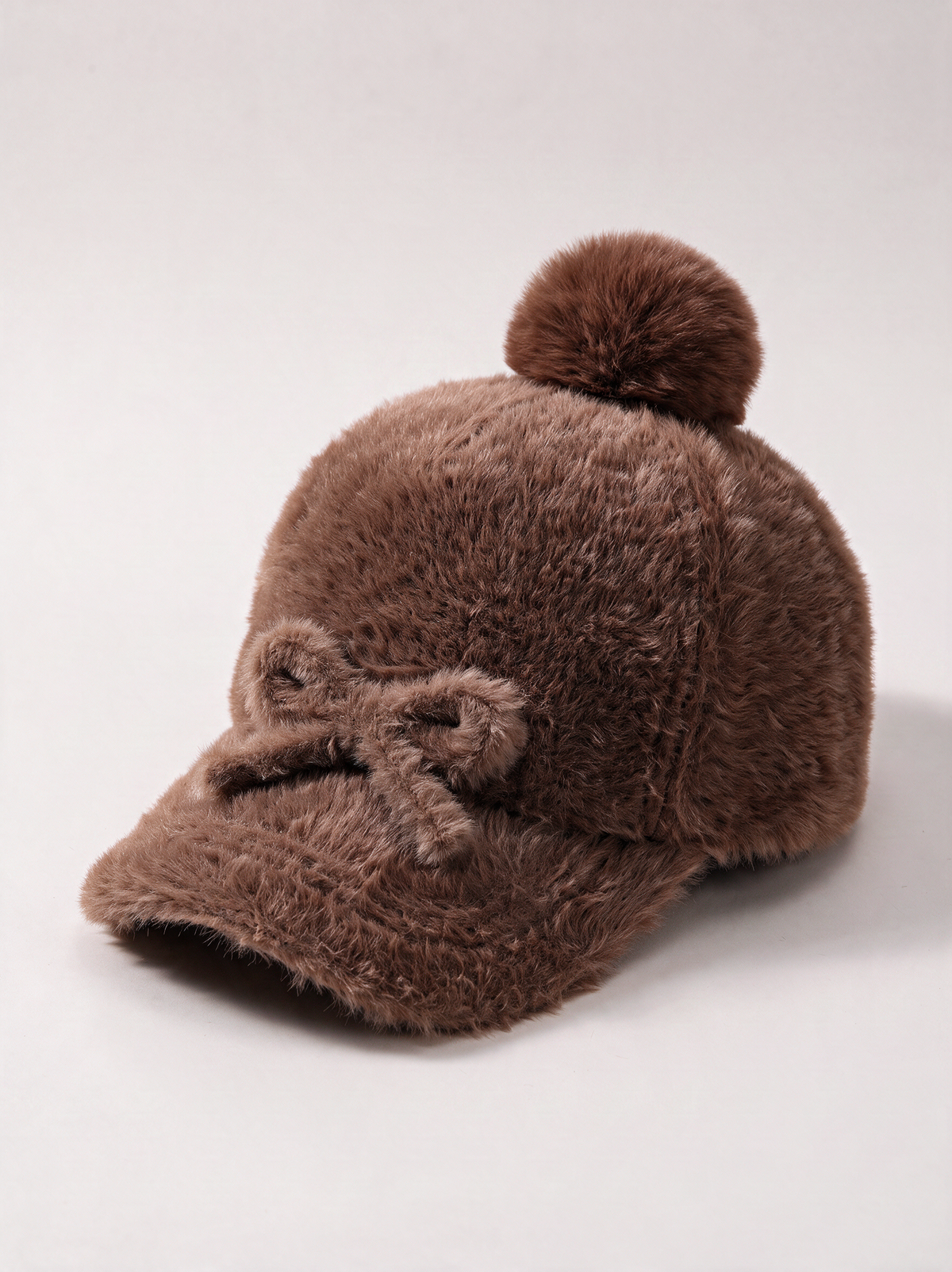 Faux Mink Bow Knit Cap