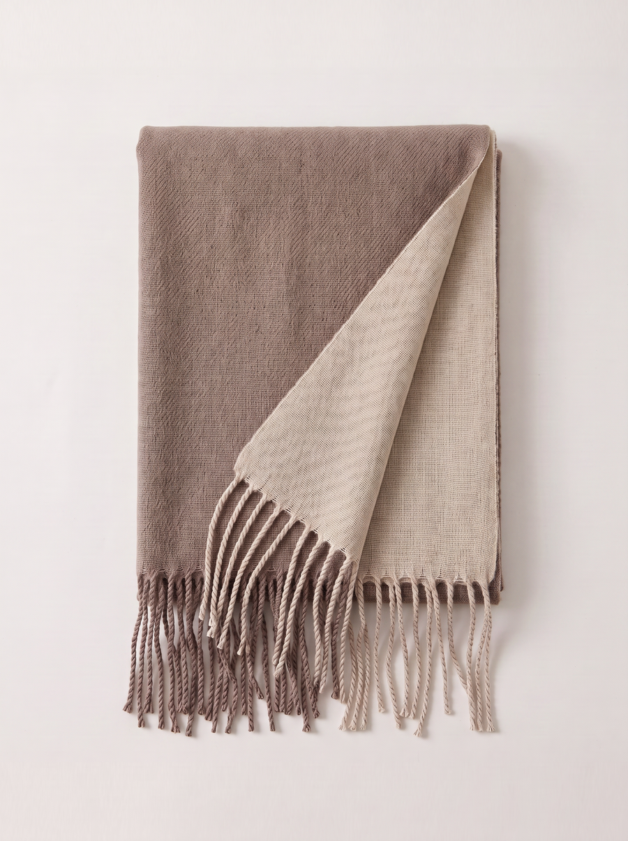 Double-Faced Solid Scarf | Cashmere-Feel Long Fringe Wrap