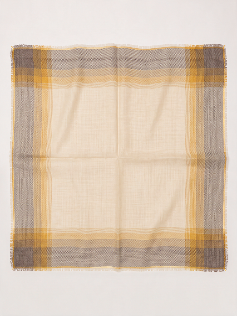 100% Cashmere Square Scarf | Yarn-Dyed Fine Check