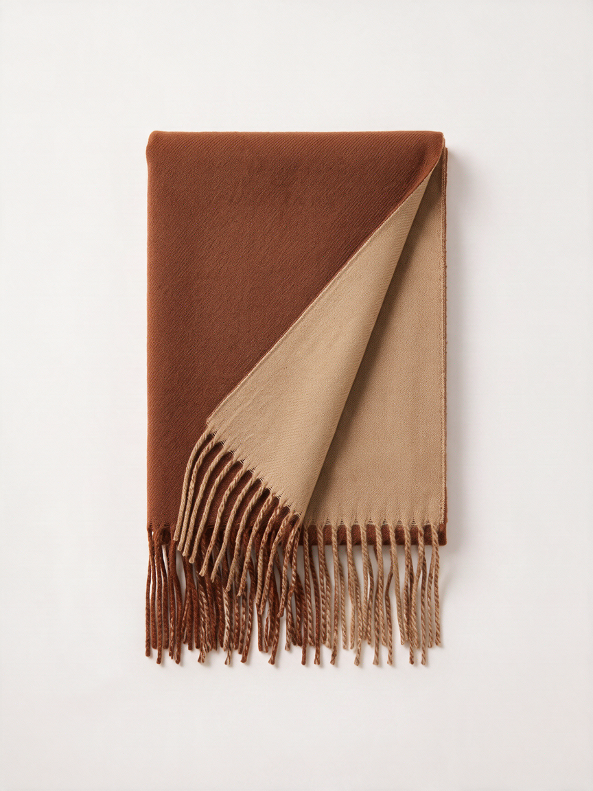 Double-Faced Solid Scarf | Cashmere-Feel Long Fringe Wrap