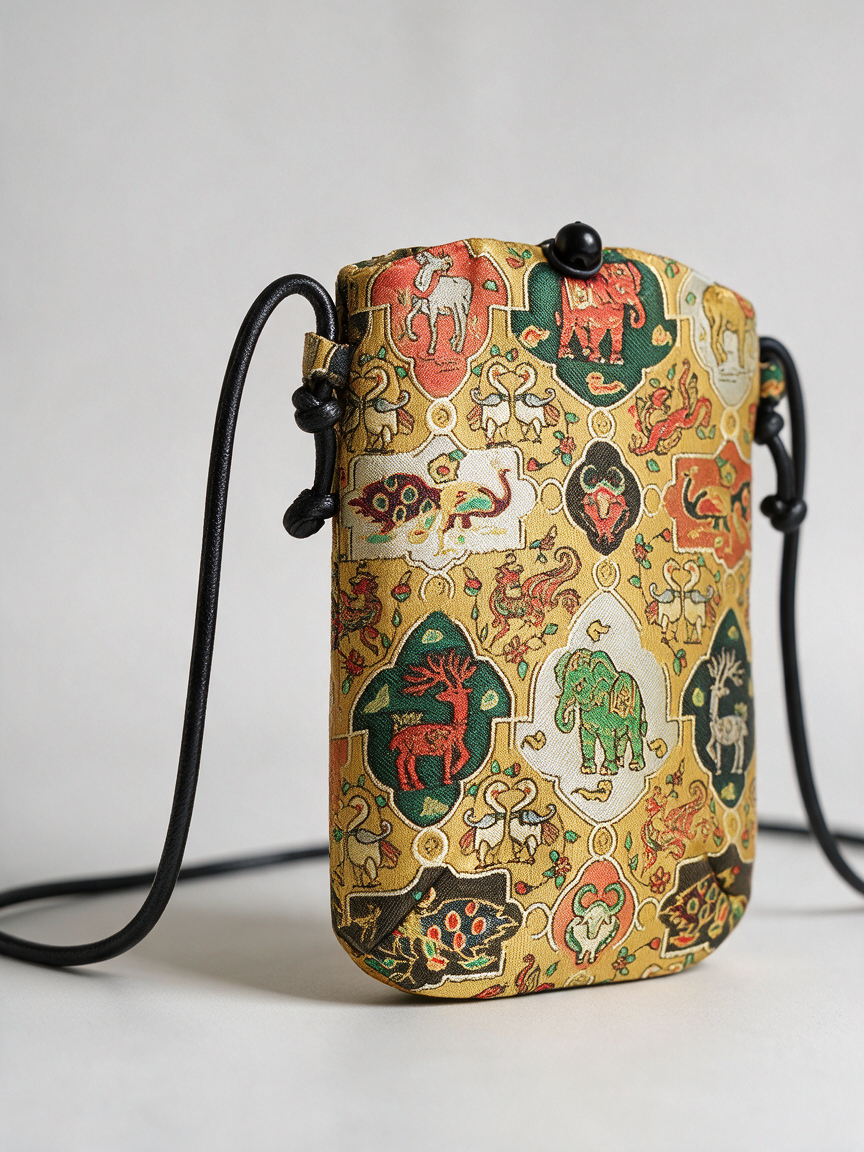 Tang Brocade Mini Crossbody Bag — Auspicious Beasts