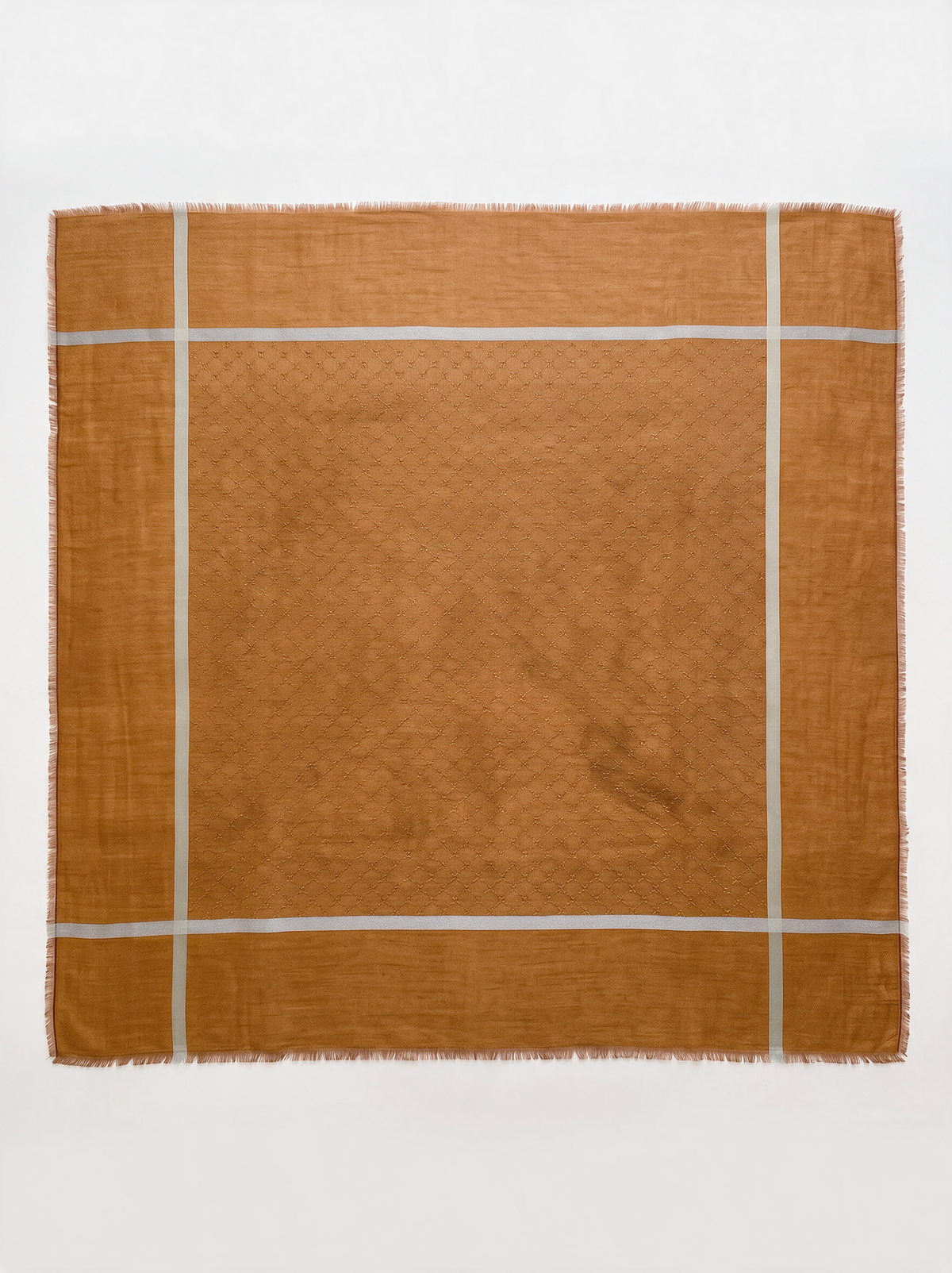 100% Cashmere Square Scarf | Crossed Stripe Print