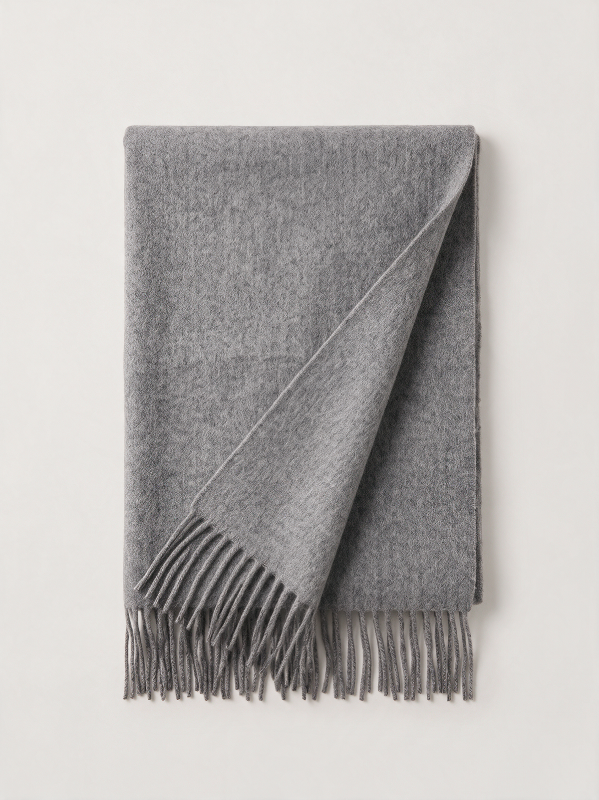 Soft Brushed Wool-Blend Fringe Scarf | Solid Winter Wrap