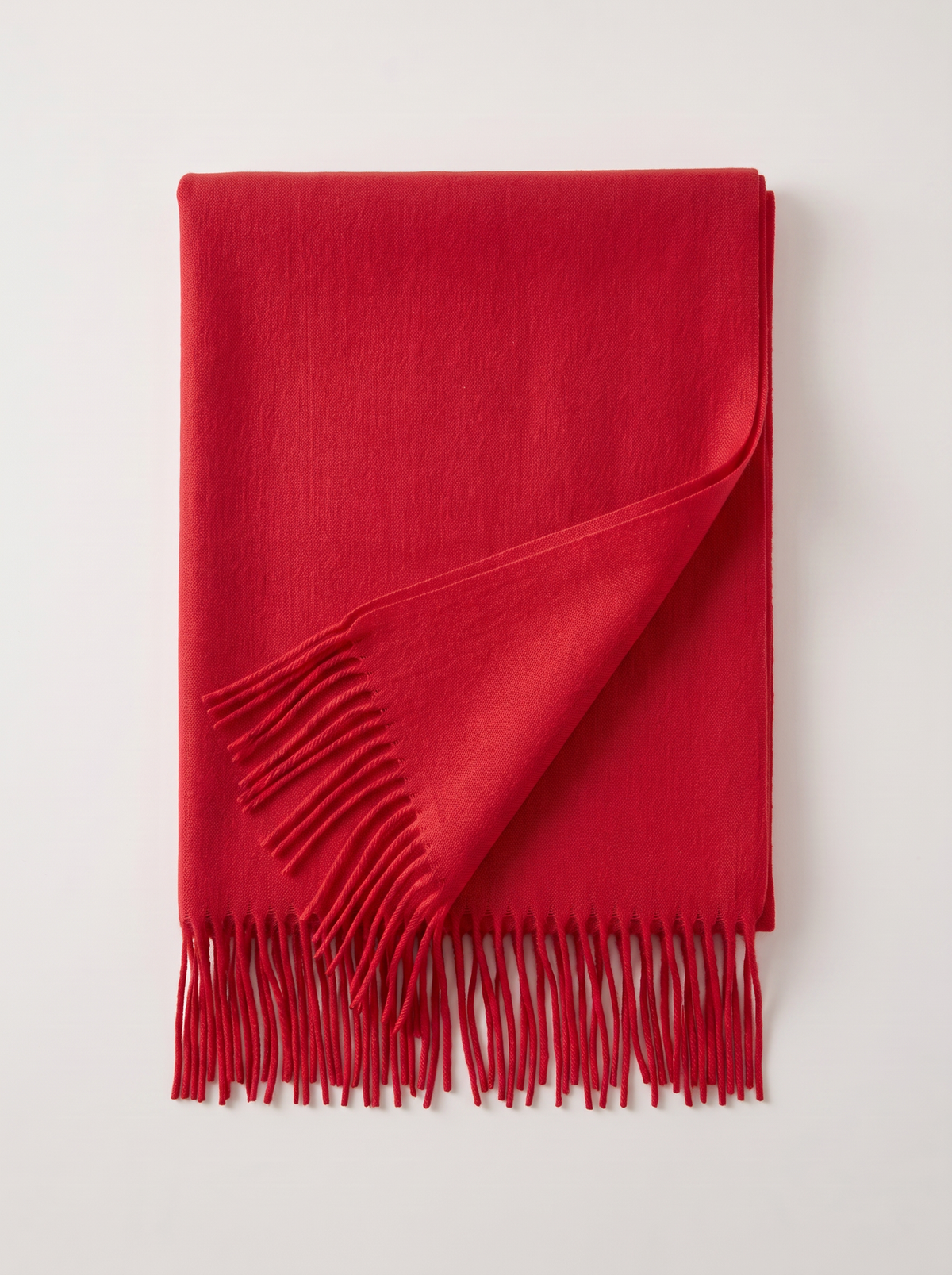 Wool-Blend Oversized Fringed Wrap — Brushed Winter Shawl