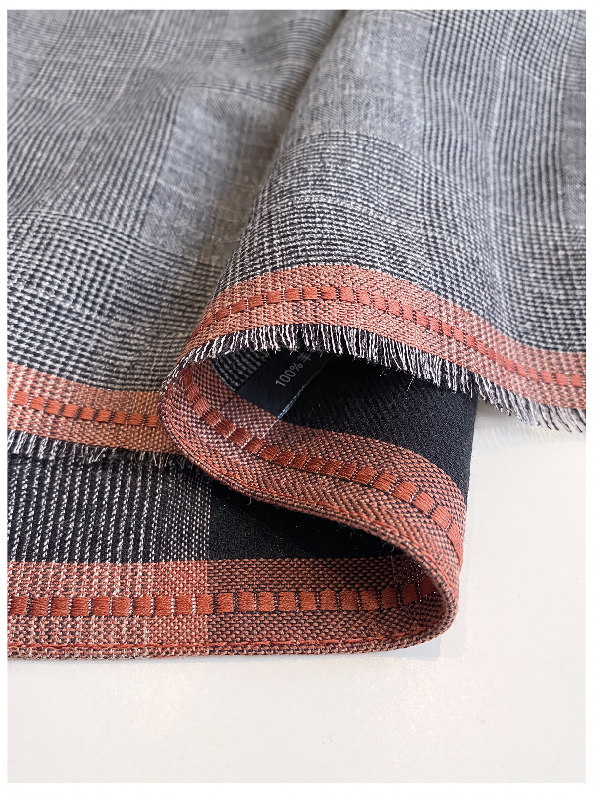 100% Cashmere Square Scarf | Colour-Block Panel Design