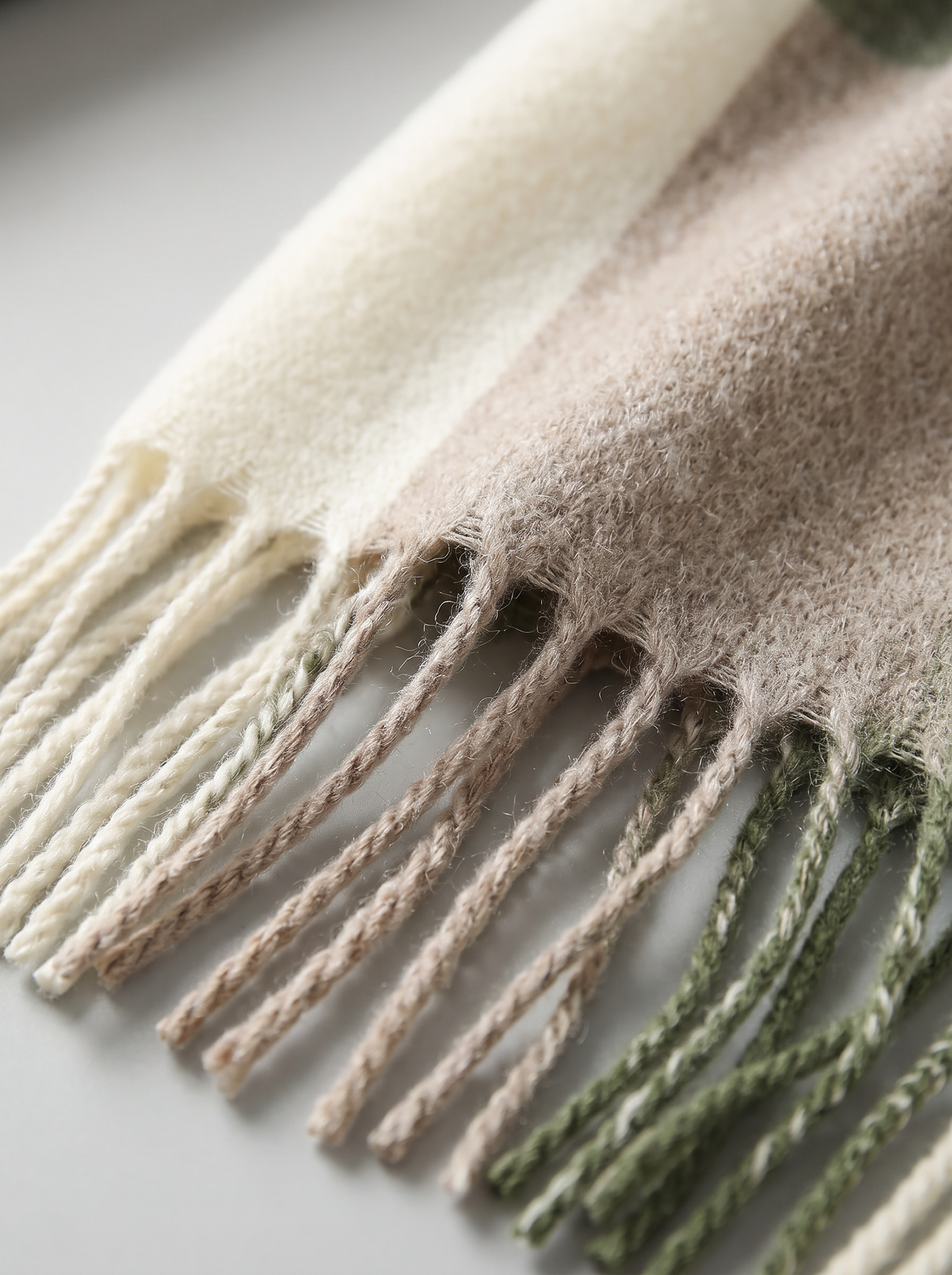 Wide Colour-Block Wool Scarf