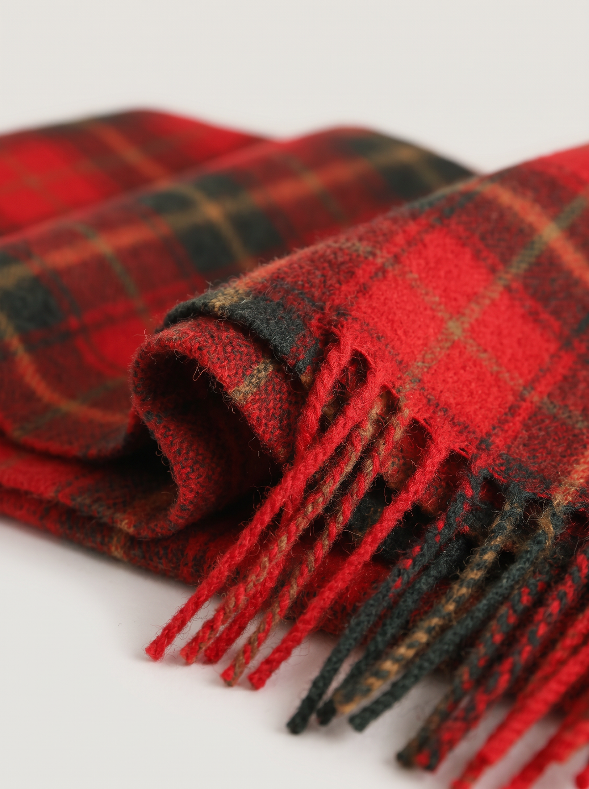 100% Wool Tartan Plaid Scarf | Double-Faced Winter Wrap