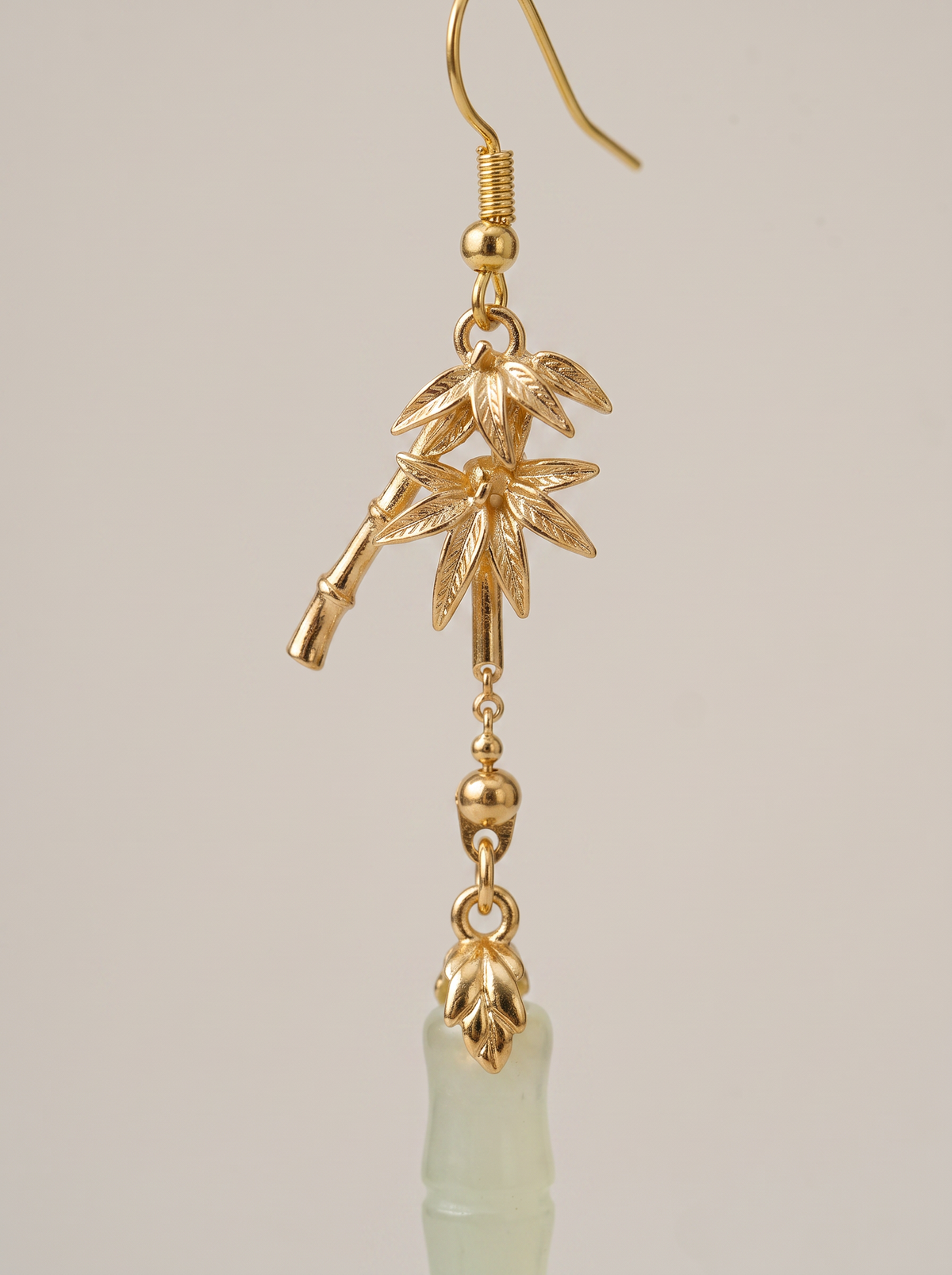 Grape Agate Bamboo-Joint Tassel Earrings — Green