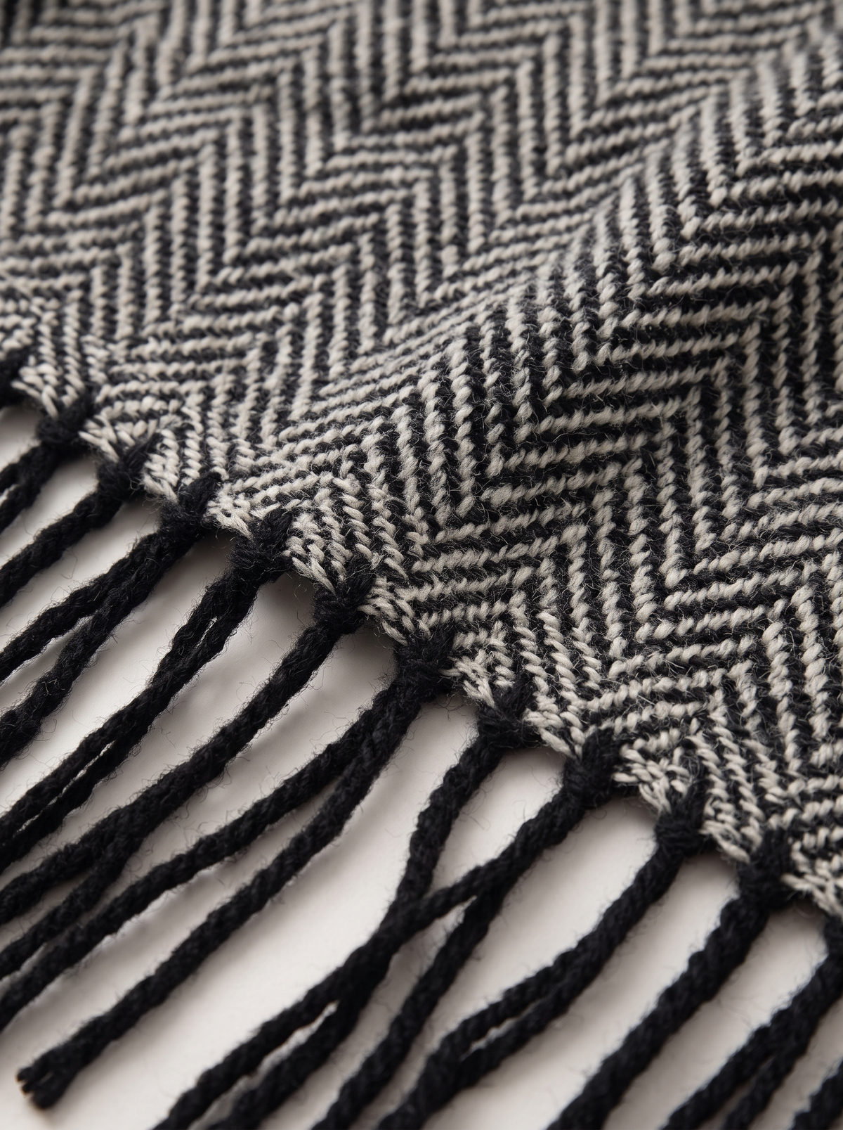 Herringbone Jacquard Wool-Blend Scarf | Extra-Long Wrap