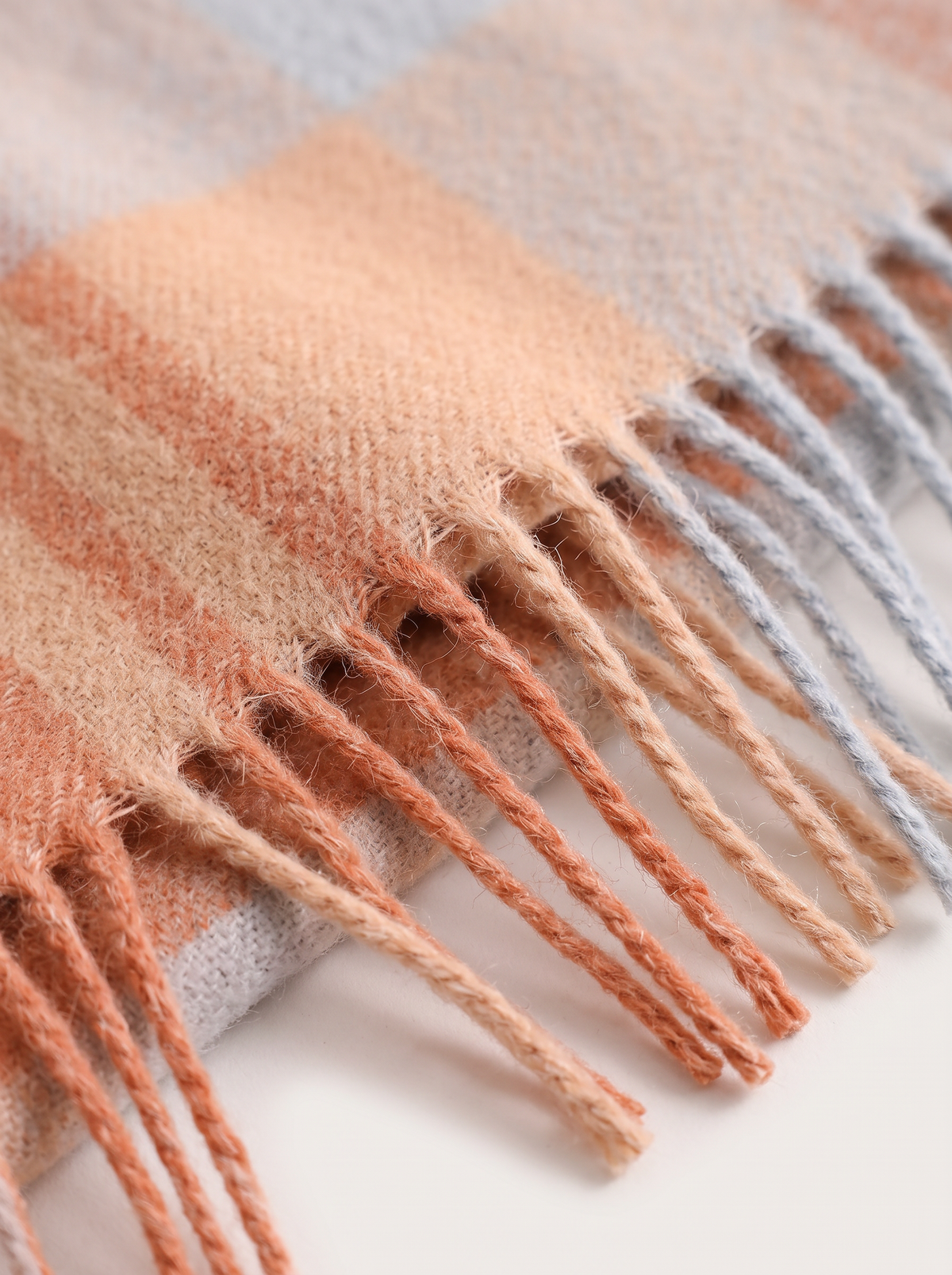 100% Wool Classic Check Scarf | Brushed Fringe Wrap