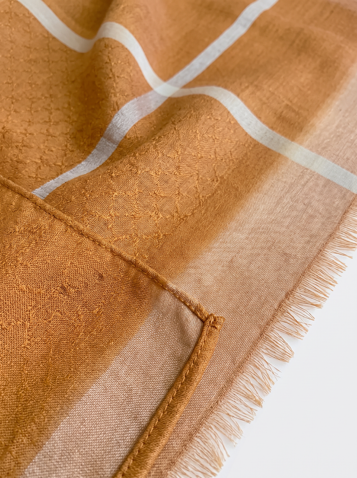100% Cashmere Square Scarf — Crosshatch Line Print