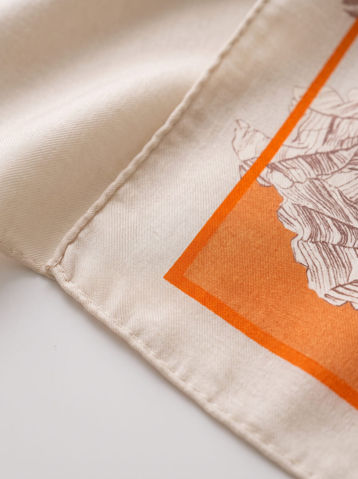100% Cashmere Square Scarf | Botanical Line Print