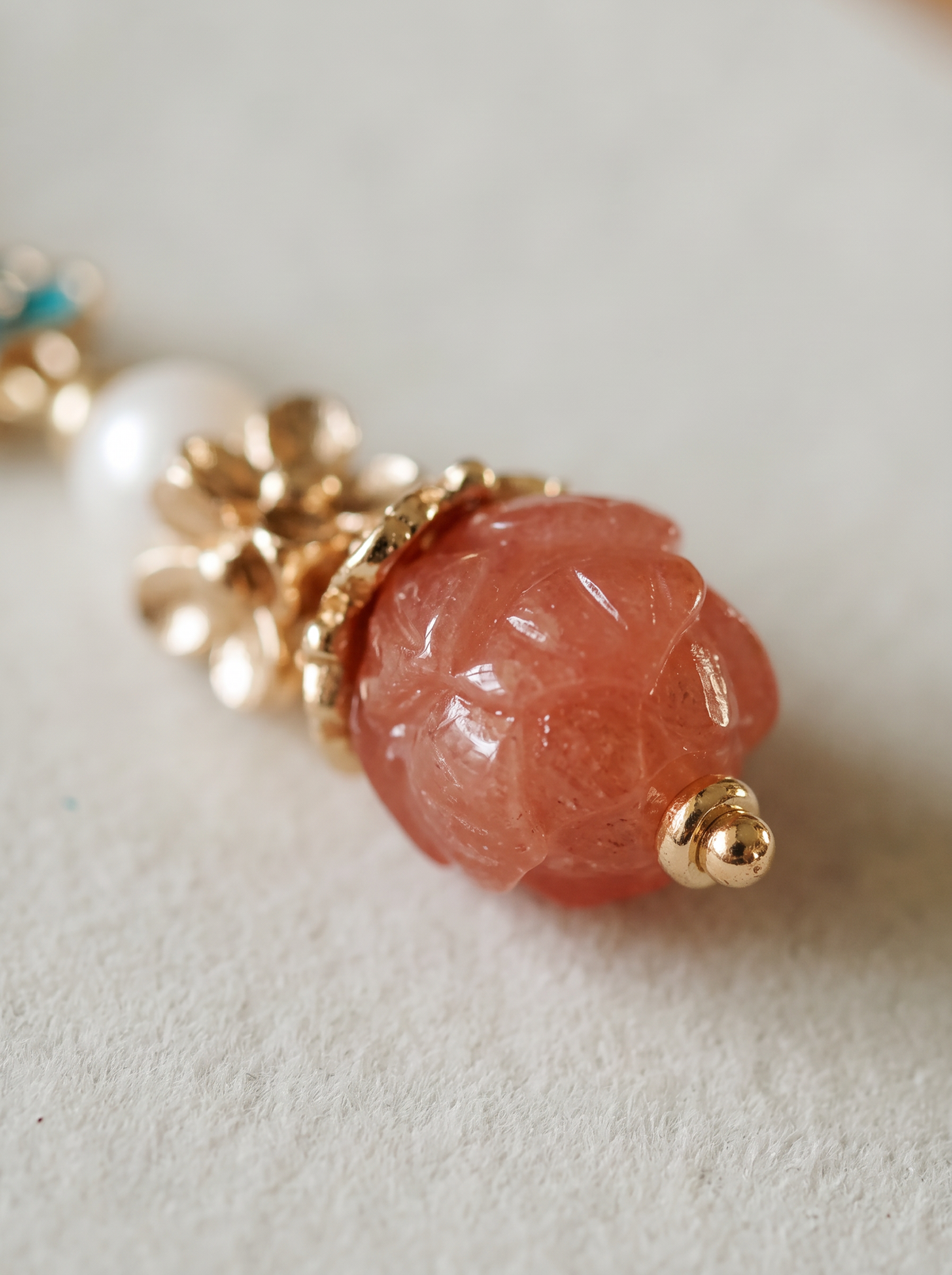 Rose Pink Gemstone Drop Earrings