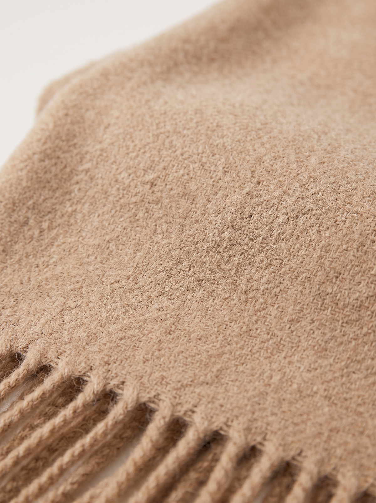 Soft Brushed Wool-Blend Fringe Scarf | Solid Winter Wrap