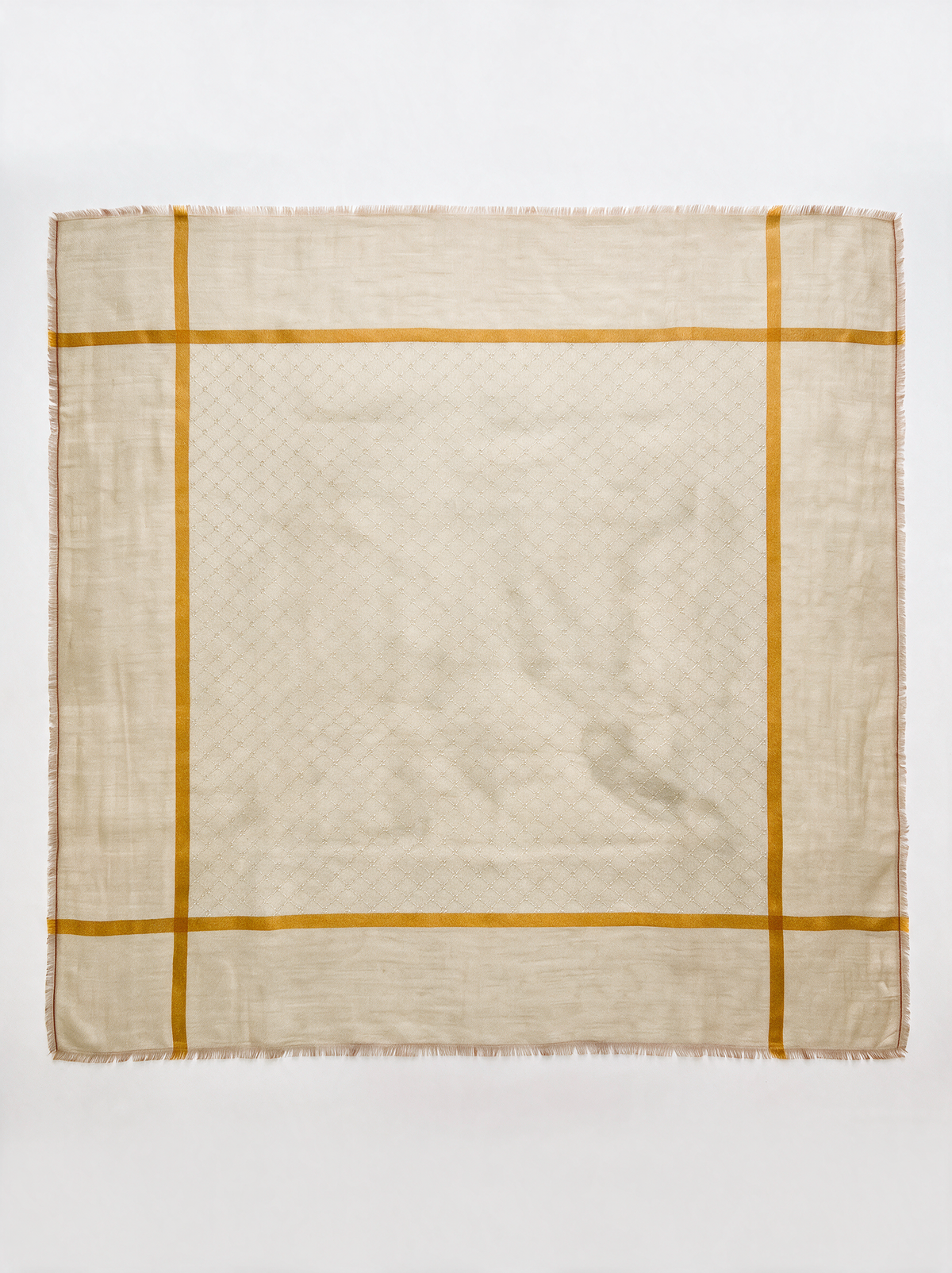 100% Cashmere Square Scarf — Crosshatch Line Print