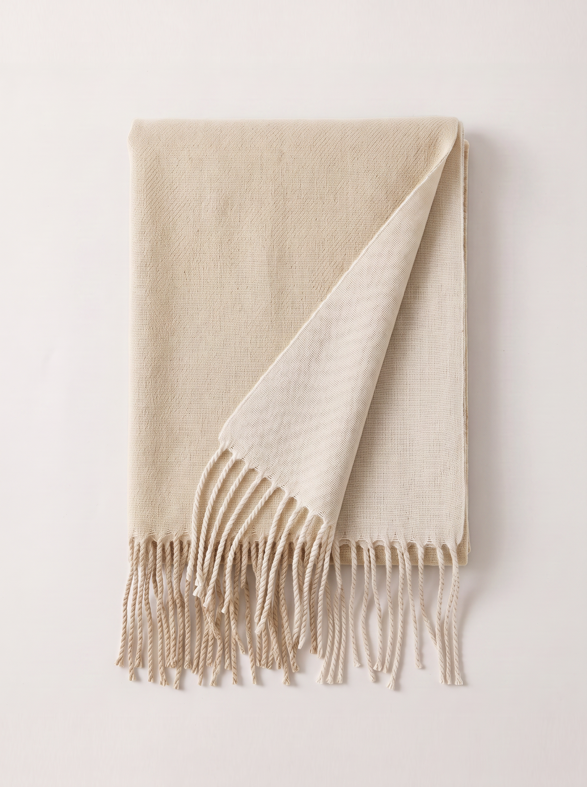 Double-Faced Solid Scarf | Cashmere-Feel Long Fringe Wrap