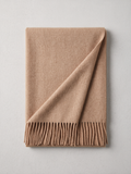 Soft Brushed Wool-Blend Fringe Scarf | Solid Winter Wrap