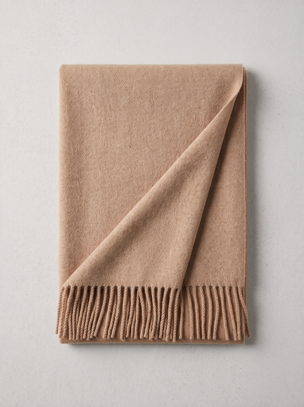 Soft Brushed Wool-Blend Fringe Scarf | Solid Winter Wrap