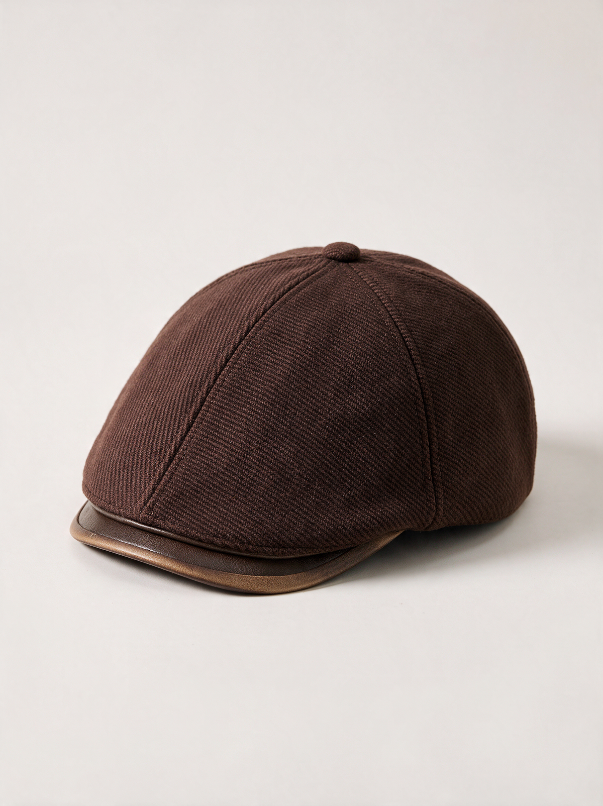 Herringbone Wool-Blend Newsboy Cap